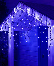 Гірлянда Бахрома вулична 50м 840LED, від мережі, чорна нитка, синій