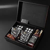 Камені для віскі в подарунковому наборі з келихами оригінальний подарунок шефу на день народження й ювілей