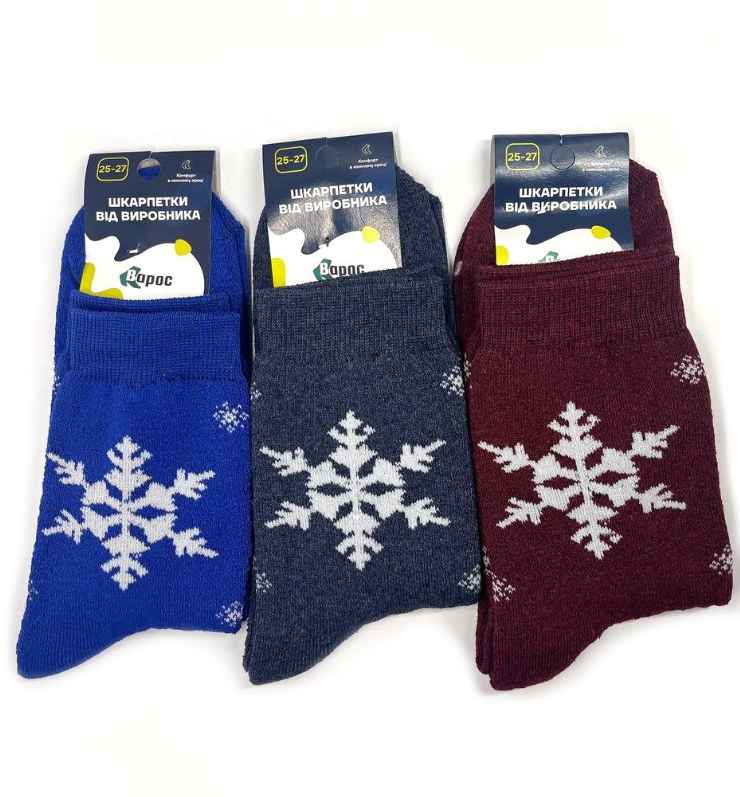 Шкарпетки жіночі повна махра "Сніжинка" асорті 25-27 р. (12 пар!) (Зимові) Варос, фото 1
