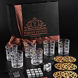 Подарунковий набір 6 кришталевих склянок для віскі зі стеатитовими охолоджувальними каменями для ідеального подарунка чоловікові, фото 2