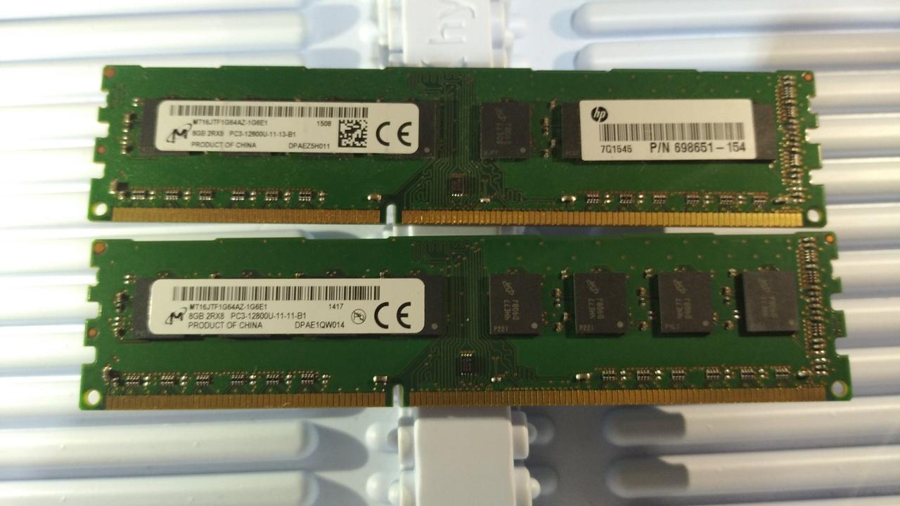 16Gb (2x8GB) DDR3 1600MHz Micron PC3 12800U 2Rx8 RAM Оперативна пам'ять MT16JTF1G64AZ-1G6E1, фото 1