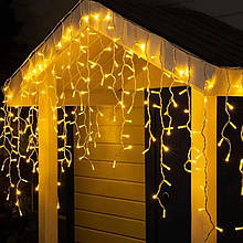 Гірлянда Бахрома вулична 25м 405LED, від мережі біла нитка, жовтий