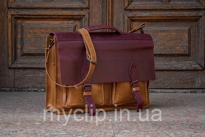 Подарунок директору на день народження, оригінальний подарунок директору, подарунок для директора чоловіка портфель шкіряний корич, фото 1