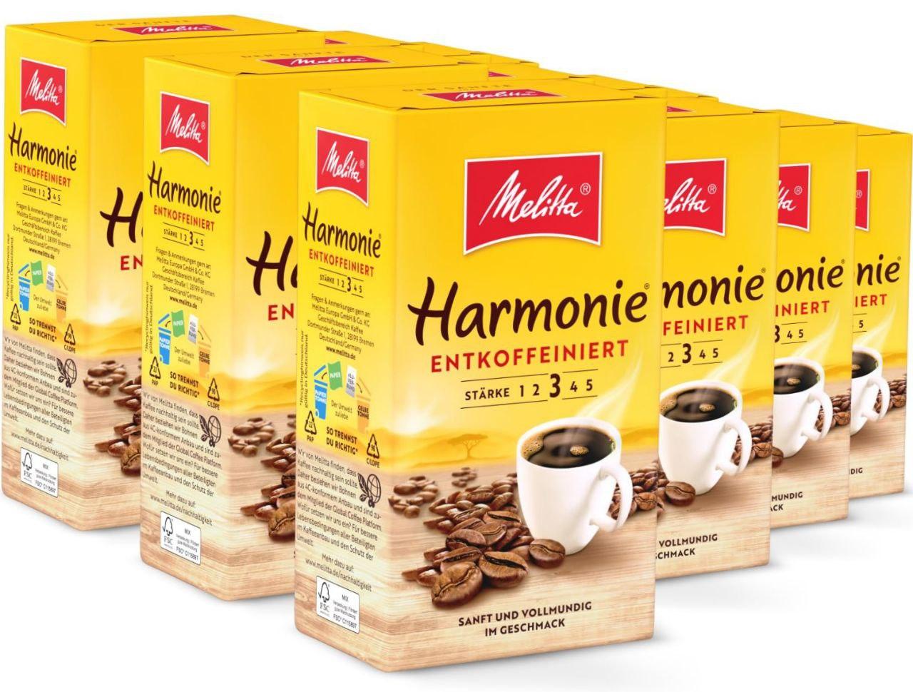 Кава мелена без кофеїну Melitta Harmonie Entkoffeiniert 500 г Німеччина