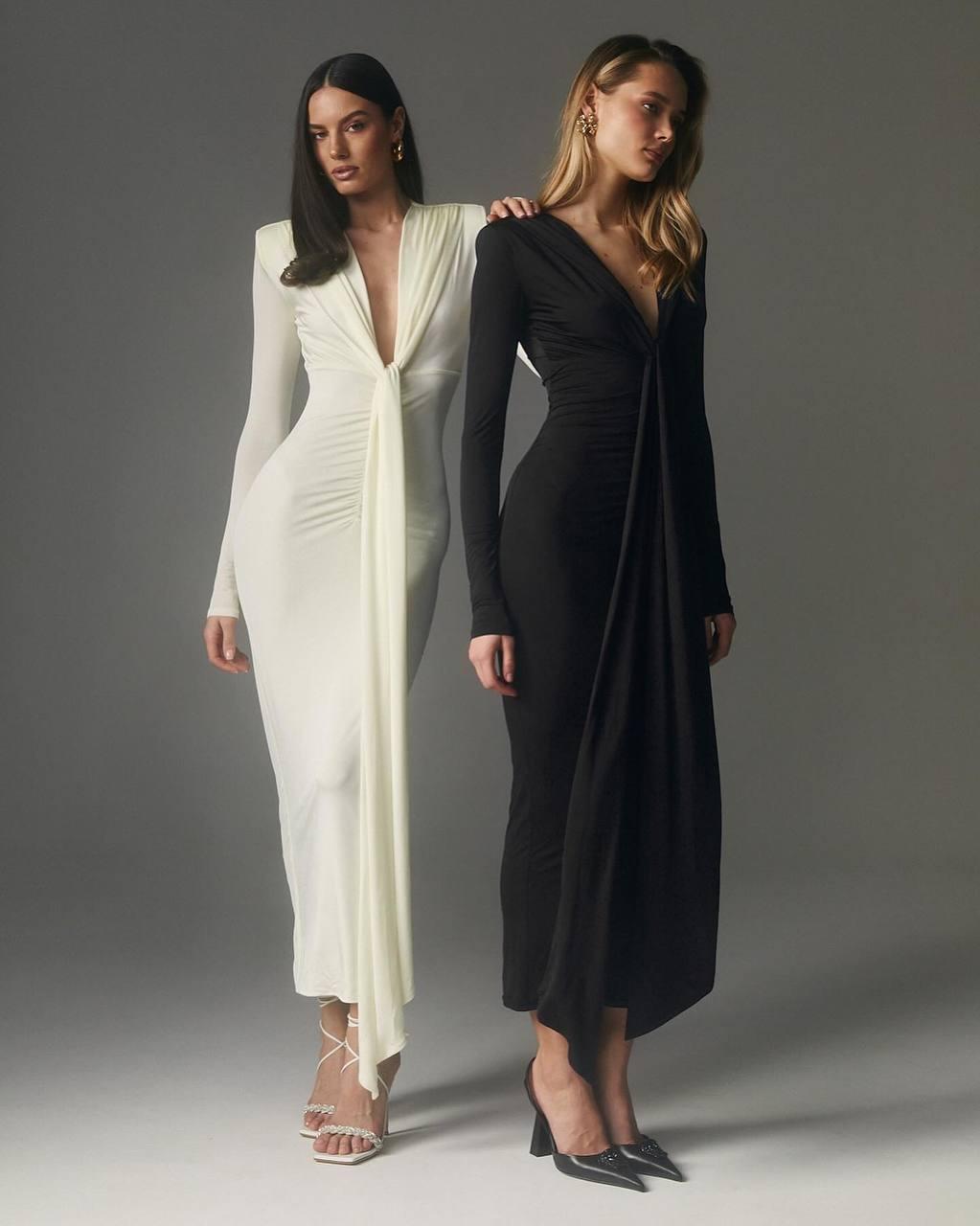 Сукня з вузлом з мікродайвінгу Модель: 1557-329 Колір: червоний, білий, шоколад, чорний, фото 1