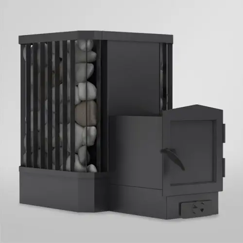 Дров'яна піч для лазні та сауни Vesuvi Ребро 15 м³ з виносом 240 мм, дверцята 315×315, без скла, фото 1