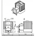 Дров'яна піч для лазні та сауни Vesuvi Ребро 15 м³ з виносом 240 мм, дверцята 315×315, без скла, фото 4
