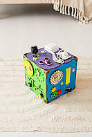 Бизикуб Разноцветный 23x23x23 Развивающий куб для детей бизиборд Бизикуб из фанеры