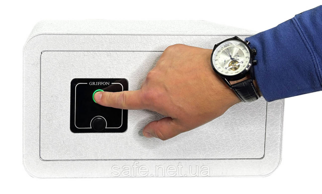 Сейф меблевий з біометричним замком GRIFFON MSR.20.FP WHITE (ВxШxГ:200x380x260), сейф для дому, сейф для грошей