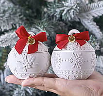 Набір молдів для свічника кашпо «Куля зі сніжинками», тара та кришка