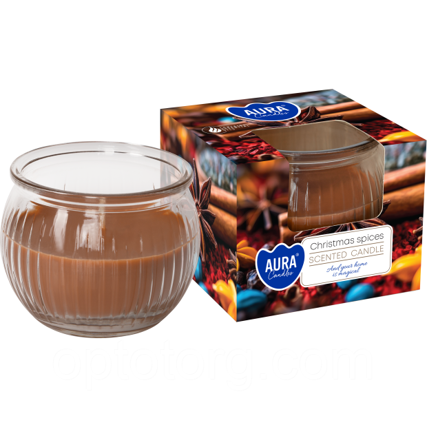 Свічки ароматизовані в склянках Різдвяні прянощі, фото 1