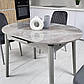 Овальний стіл на кухню розсувний TM-85 110-140х75 см ребекка грей керамічний з дерев'яними ніжками, фото 4