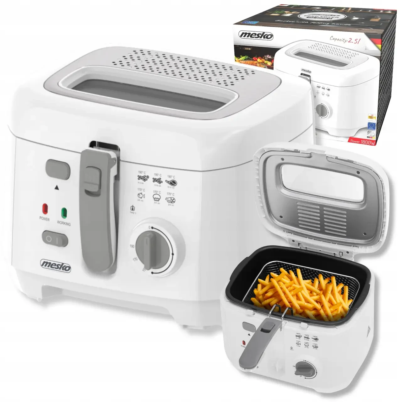 Фритюрниця Mesko MS 4908g 2,5 л, 1800 Вт, з терморегулятором і фільтром від запахів, фото 1
