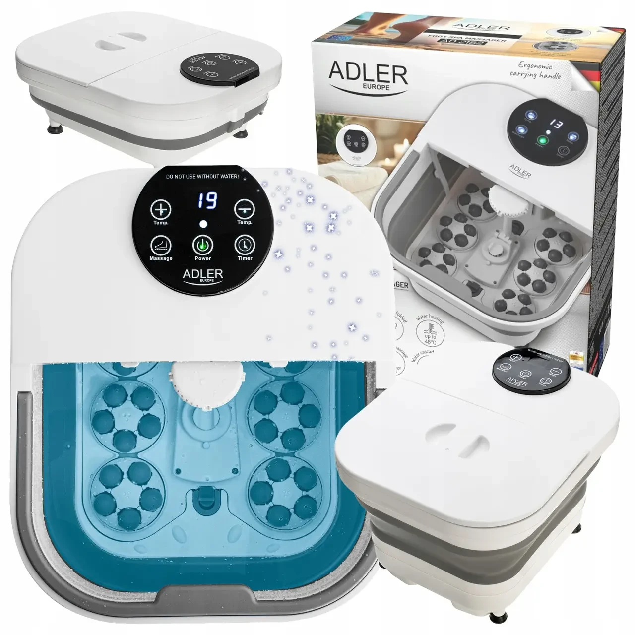 Складна гідромасажна ванна для ніг Adler AD 2182, 500 Вт, 6 роликів, підігрів, таймер, фото 1