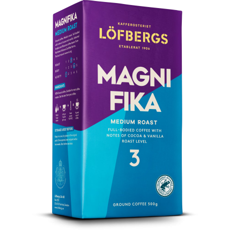 ОРИГІНАЛ! Кава мелена Lofbergs MAGNIFIKA 500г, дуже смачна кава з нотками какао та ванілі (без ароматизаторів) Швеція