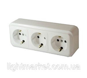 Розетка 3-а гн. с/з 043, фото 1