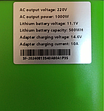 Портативні електростанції 1000W, 220V Зарядні станції ZXX Super Power об'єм батареї 500Wh Станція заряджання з розеткою і ліхтарем, фото 6