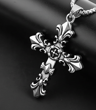 Двохсторонній Кулон-Хрест Чоловічий Готичний, Метал, Вінтажний Дизайн, фото 3