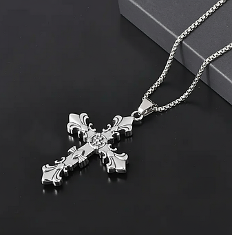 Двохсторонній Кулон-Хрест Чоловічий Готичний, Метал, Вінтажний Дизайн, фото 1