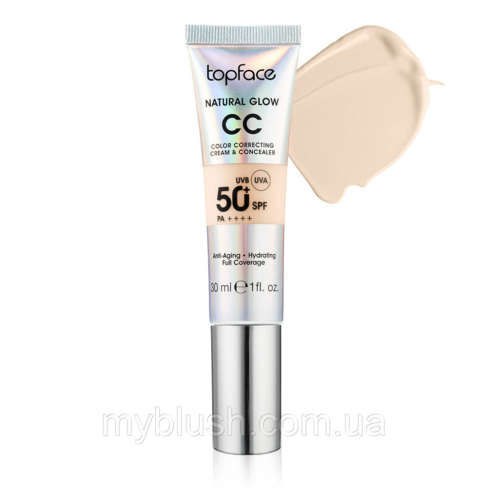 Тональний крем TopFace "Natural Glow CC Cream & Concealer" PT472 [002] (30 мл;, фото 1