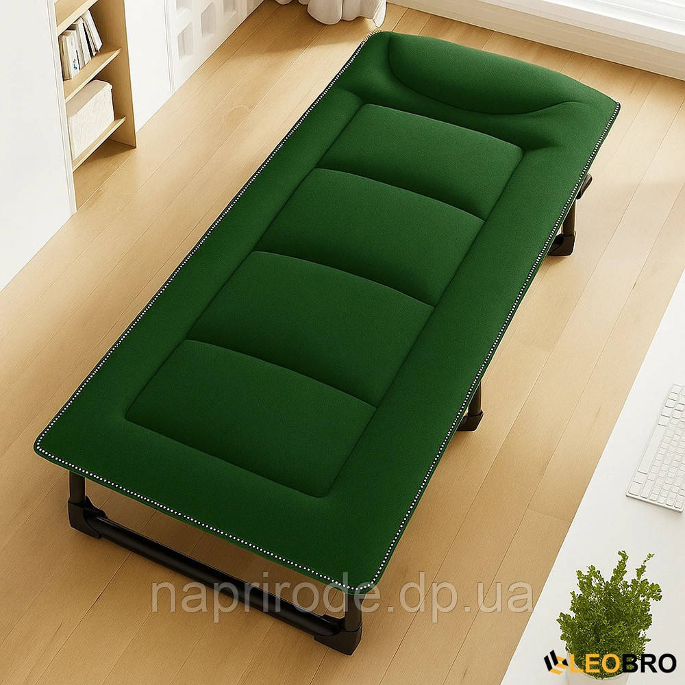 Розкладне ліжко (розкладачка) із вбудованим матрацом LEOBRO Green (LB-FB-S1-GRN) для дому кемпінгу офісу, фото 1