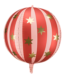 НР091 Сфера 20" PARTY DECO-ПД Смугаста з зірками - червона (УП)
