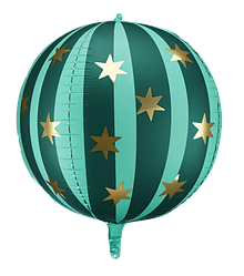 НР126 Сфера 20" PARTY DECO-ПД Смугаста з зірками - зелена (УП)
