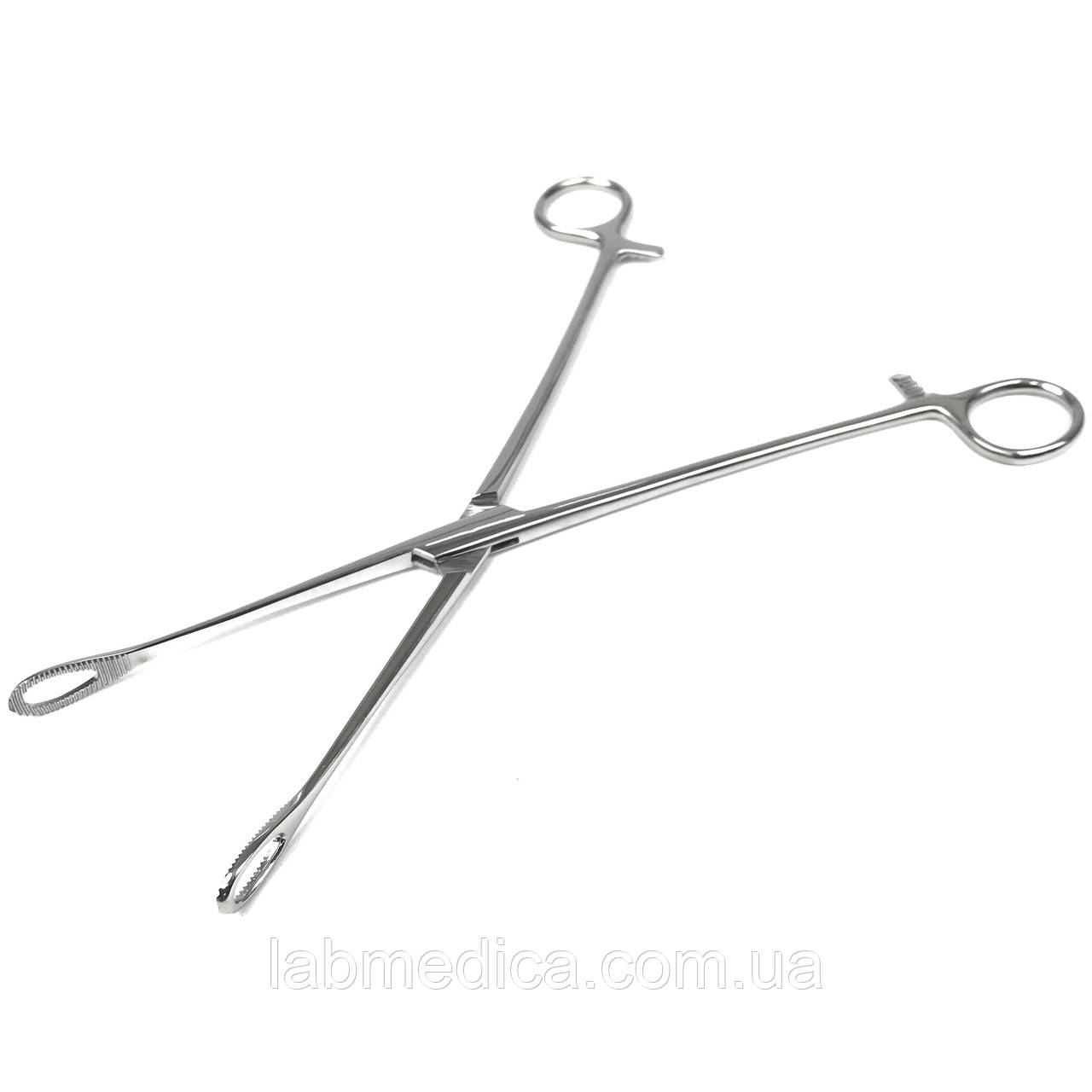 Щипці борцанг із кремальєрою прямі з шириною губок 12 мм через Foerster. Довжина 26 см SURGIWELOMED, фото 1