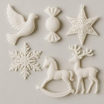 3D іграшки і сніжинки на ялинку