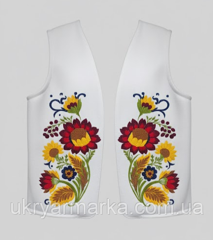 Вишита дитяча жилетка для дівчинки, унісекс "Соняшники-2"