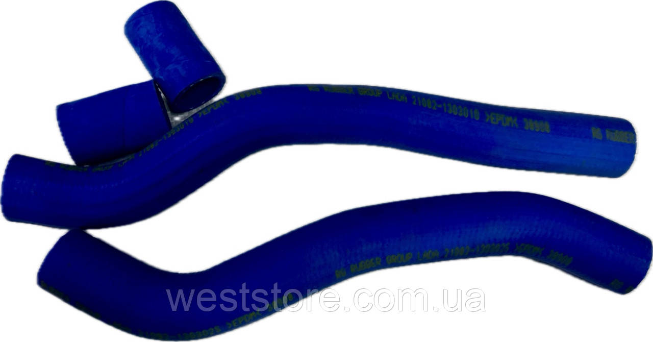 Патрубки радіатора ВАЗ 21082 інжектор (2108, 2109, 21099, 2113, 2114, 2115) сині комплект 4 шт, фото 1
