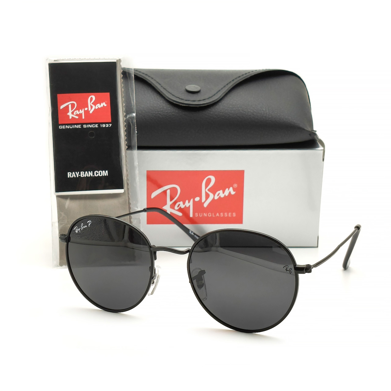 Окуляри Ray Ban Roud 3048 black polarized, фото 1