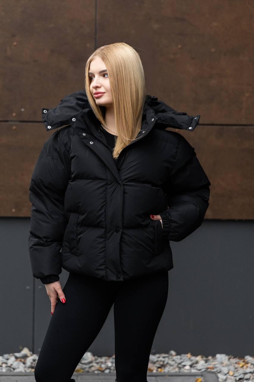 Пуховики зимові жіночі молодіжні XS-L чорний, фото 1
