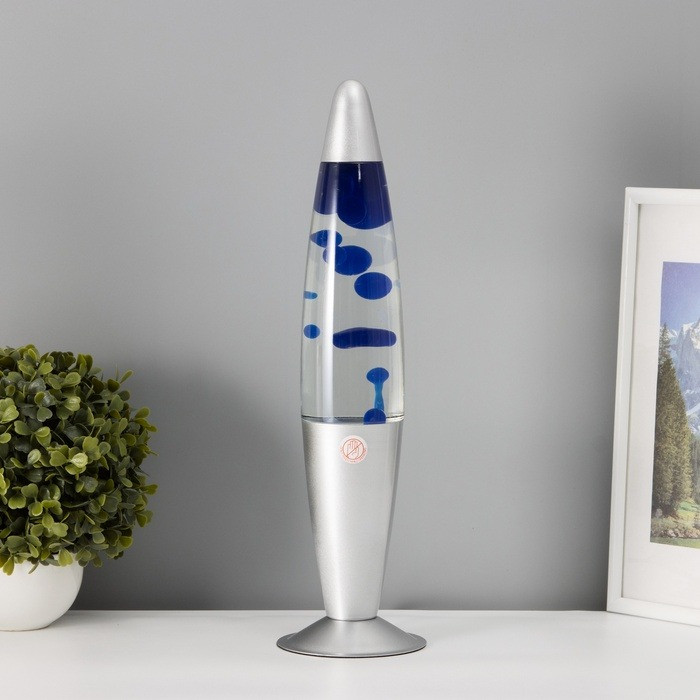 Лава лампа 41 см синя, корпус металевий, фото 1