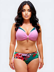 Поділений купальник Sisianna 3181356 рожевий 50 52 54 56 58 60 розмір