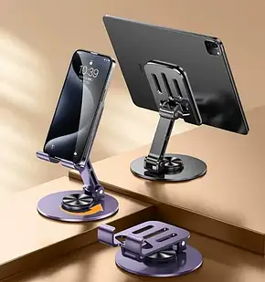 Підставка для телефона та планшета з поворотом 360 градусів, Регульований тримач підставка Метал, фото 1