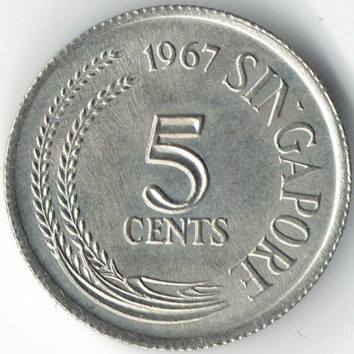 Монета Сінгапуру 5 центів 1967-85 рр., фото 1