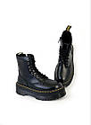 Зимові шкіряні черевики Dr Martens чорні на високій підошві з чорним хутром чоботи мартенси на змійці та шнуровкі унісекс, фото 5