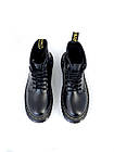 Зимові шкіряні черевики Dr Martens чорні на високій підошві з чорним хутром чоботи мартенси на змійці та шнуровкі унісекс, фото 3