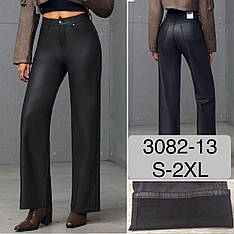 Молодіжні штани з еко-шкіри на флісі у чорному кольорі розміри S, M, L, XL, 2XL