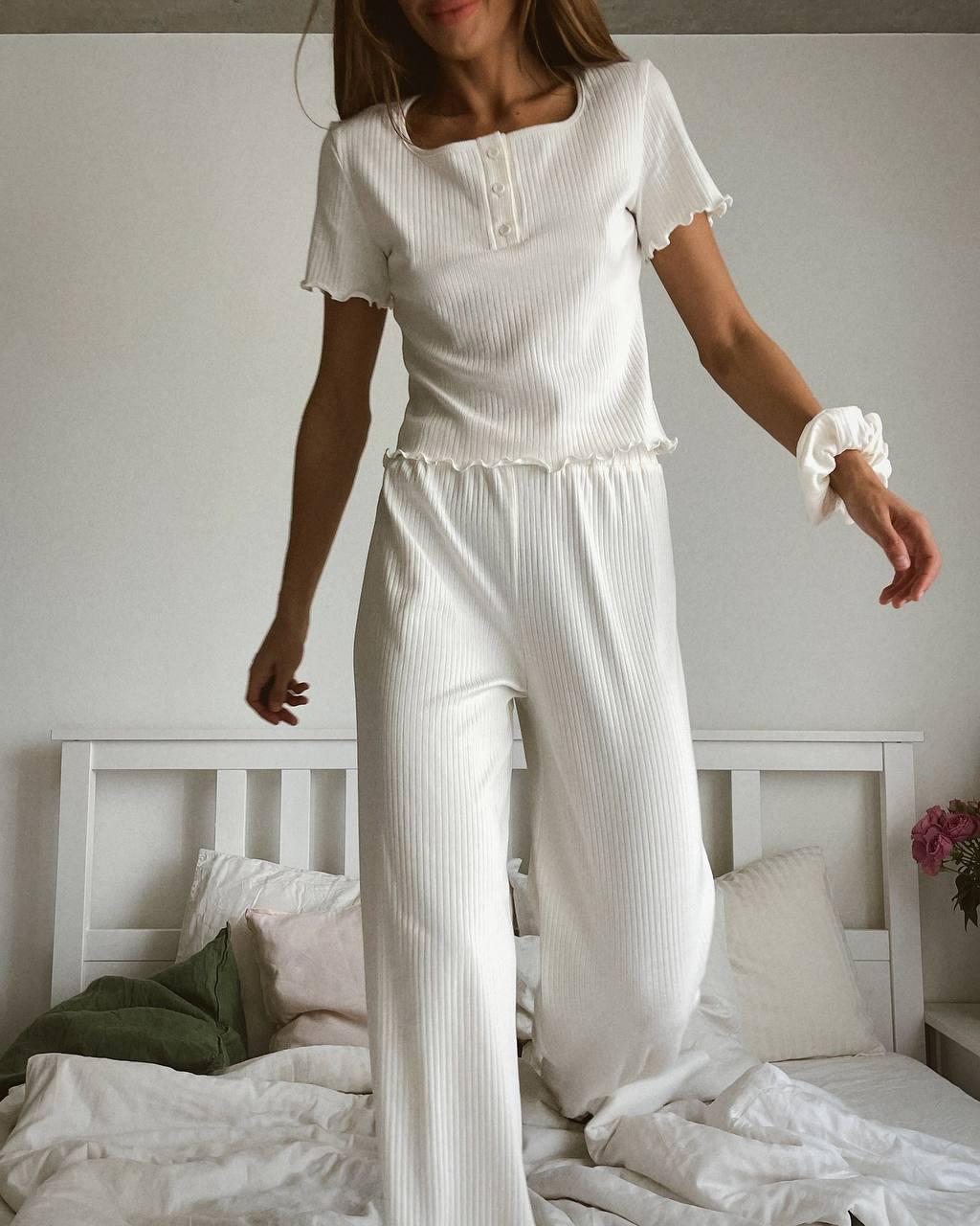 Піжама трійка з рубчика Модель: 1511-082 Колір: молочний, фото 1