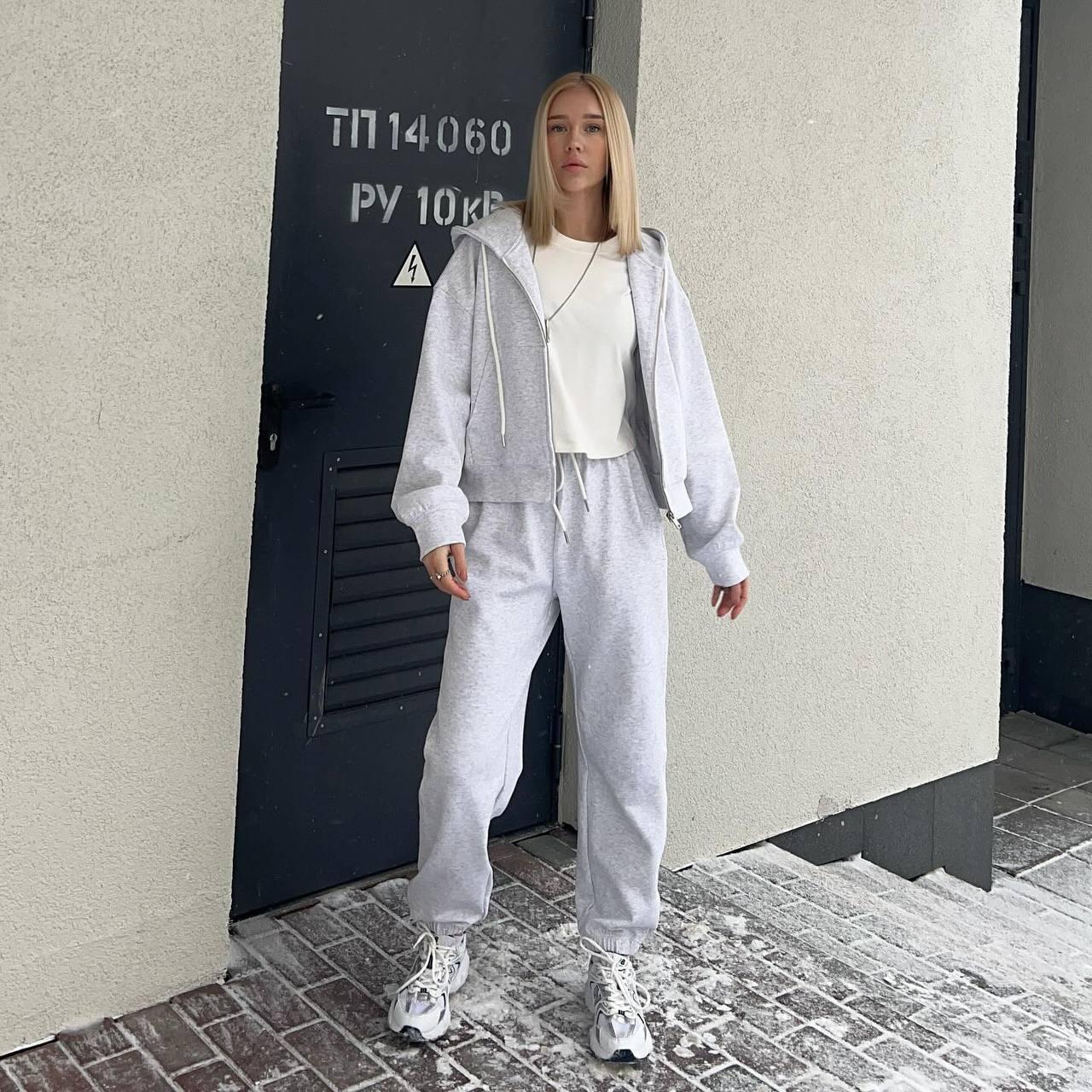 Костюм з трьохнитки на флісі Модель: 1511-1743 Колір: графіт, сірий, меланж, чорний, шоколад, фото 1