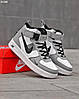Чоловічі зимові кросівки Nike Air Force 1 LV8 High Gray White Winter Fur Найк Форс високі сірі білі шкіра хутро, фото 8