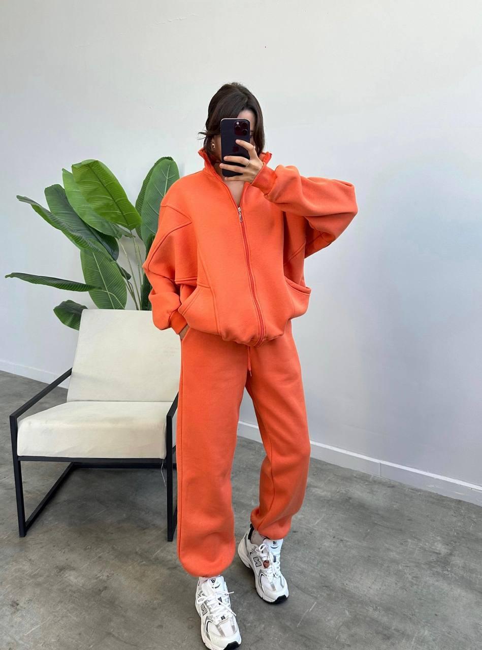 Костюм на флісі Модель: 1511-1082 Колір: оранж, молоко, сірий, шоколад, ізумруд, меланж, малина, графіт, чорний, барбі, блакитний, фото 1