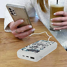 Повербанк для роутеру Powerbank Mibrand 4.5.0 20000 mAh Snow leopard 20w швидка зарядка USB Type-C + юсб шнур для вайфай роутера, фото 4