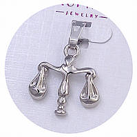 Кулон ХР із знаком зодіаку "Терези". Родій. Довжина: 24 мм Ширина: 18 мм