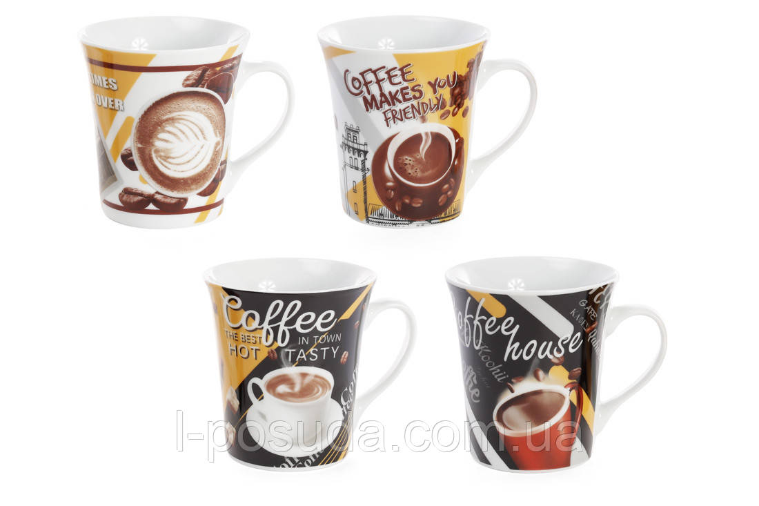 Чашка порцелянова для кави 375 мл, 4 дизайни, фото 1