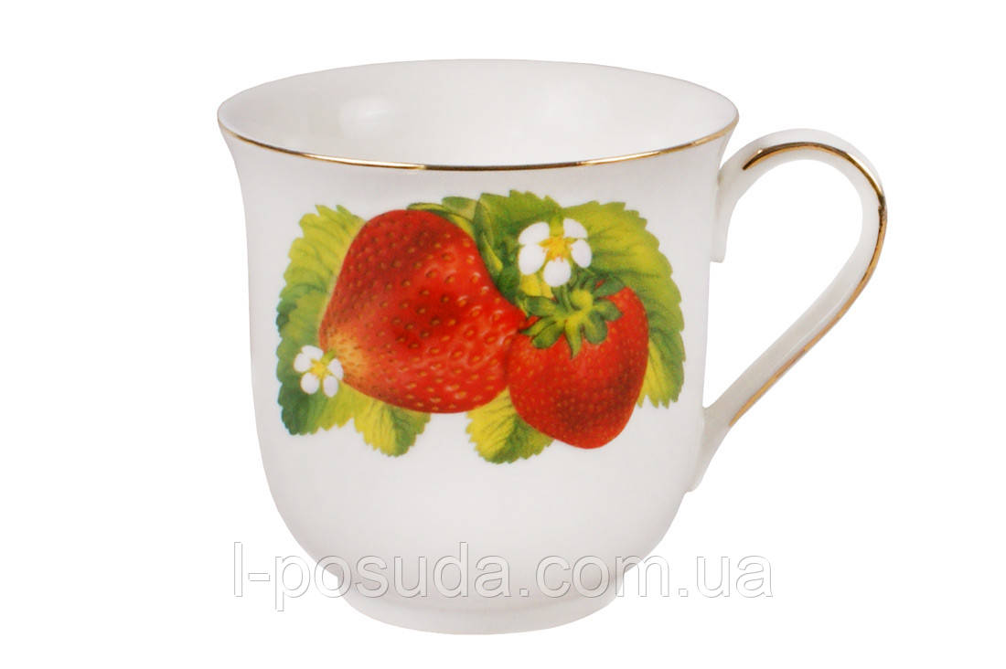 Чашка порцелянова 320 мл з тисненням полуниці, фото 1