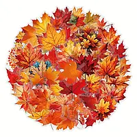 Набор прозрачных стикеров с кленовыми листьями 60 шт для декора, скрапбукинга и журналов