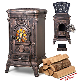 Камін піч буржуйка чугунна Bonro золота подвійна стінка 9 кВт